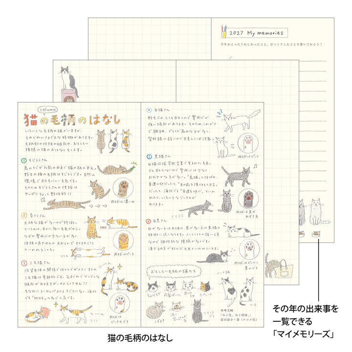 Midori Monatskalender 2027 Pocket Diary Slim Cat | Kalender bei Nauli and Stories