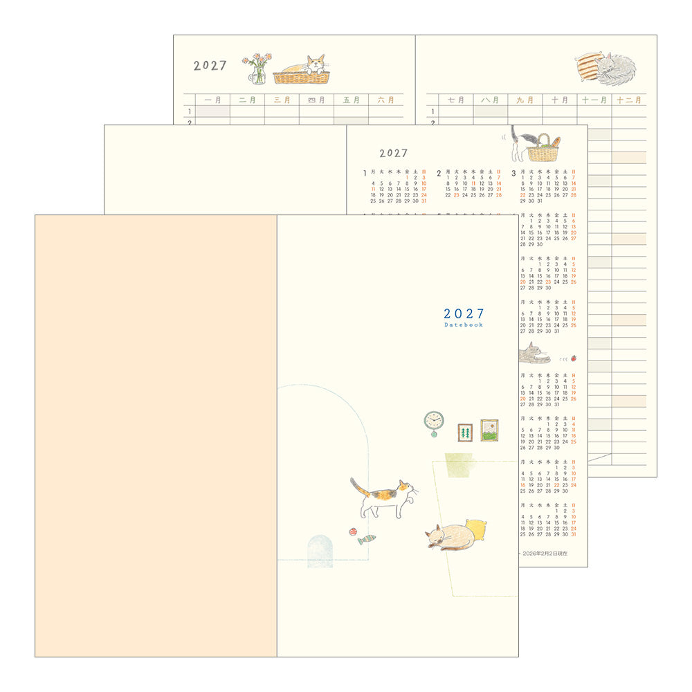 Midori Monatskalender 2027 Pocket Diary Slim Cat | Kalender bei Nauli and Stories