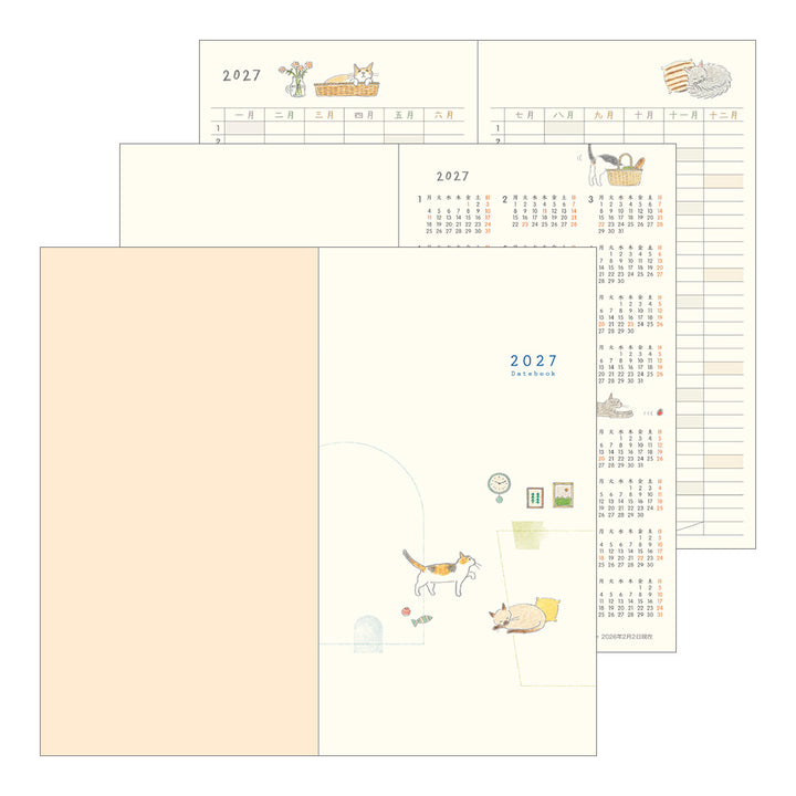 Midori Monatskalender 2027 Pocket Diary Slim Cat | Kalender bei Nauli and Stories