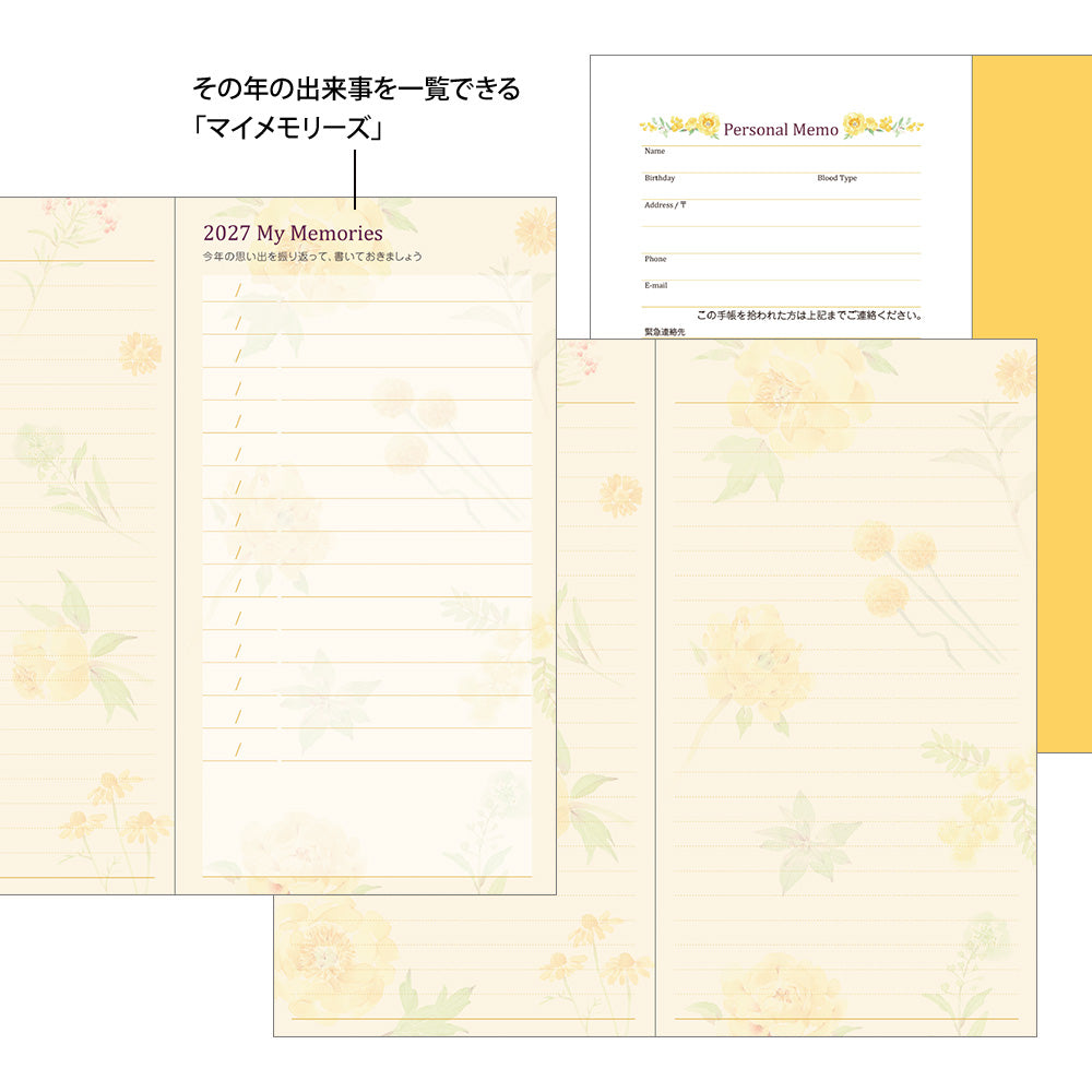 Midori Monatskalender 2027 Pocket Diary Slim Country Time Flower | Kalender bei Nauli and Stories