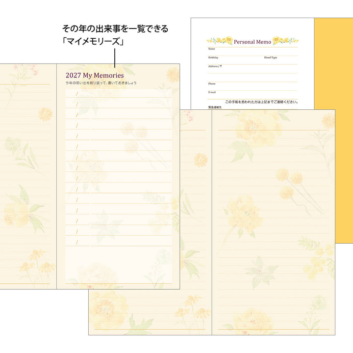 Midori Monatskalender 2027 Pocket Diary Slim Country Time Flower | Kalender bei Nauli and Stories