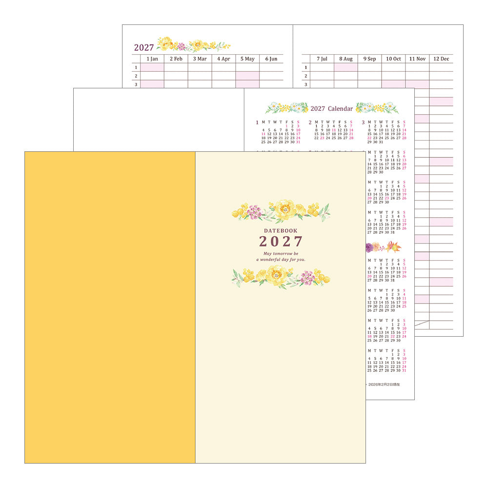 Midori Monatskalender 2027 Pocket Diary Slim Country Time Flower | Kalender bei Nauli and Stories