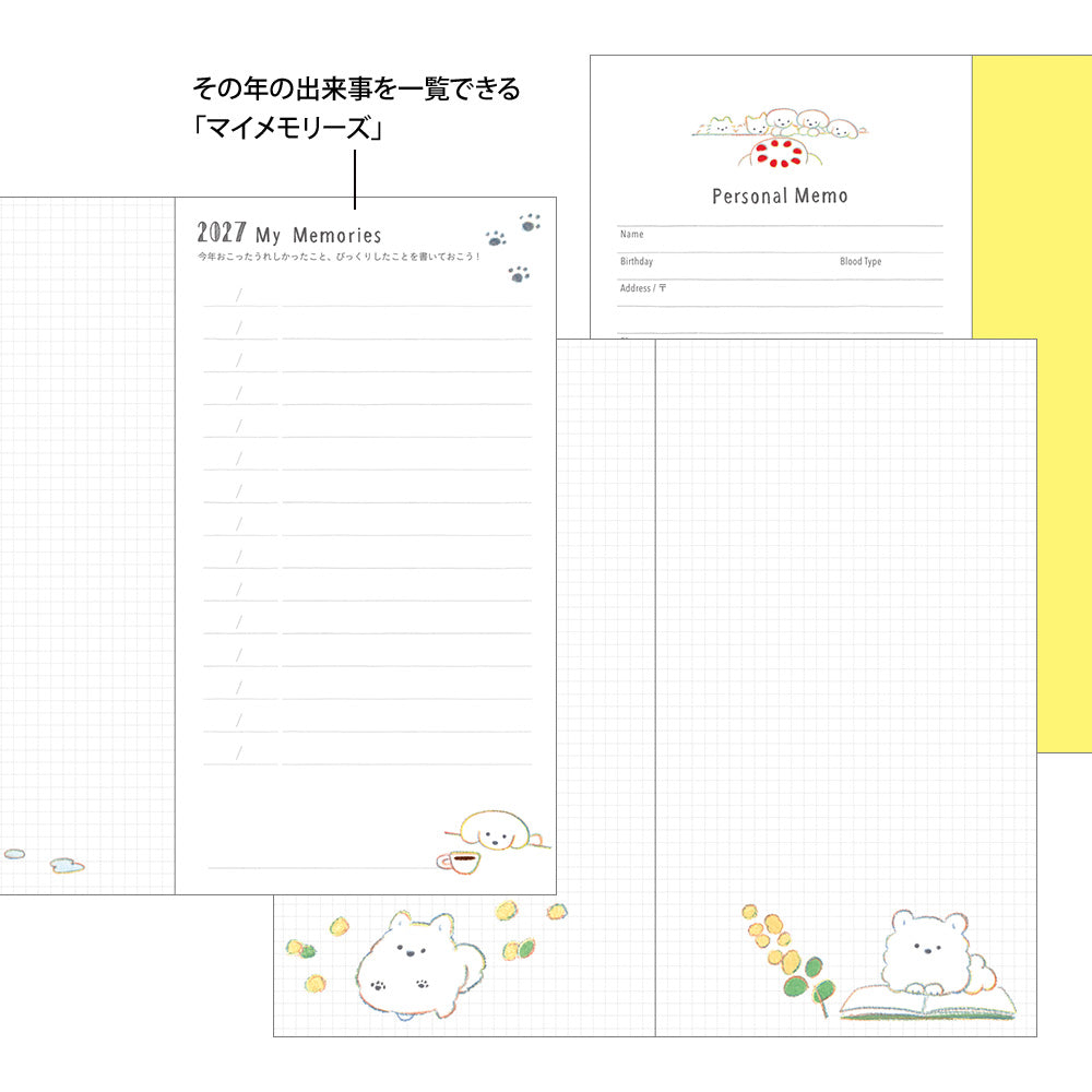 Midori Monatskalender 2027 Pocket Diary Slim Dog | Kalender bei Nauli and Stories