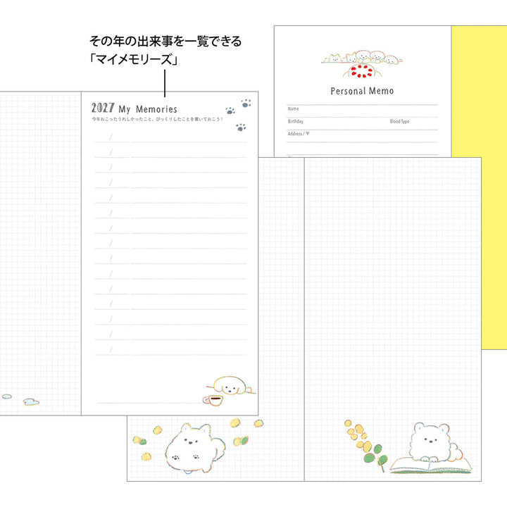 Midori Monatskalender 2027 Pocket Diary Slim Dog | Kalender bei Nauli and Stories