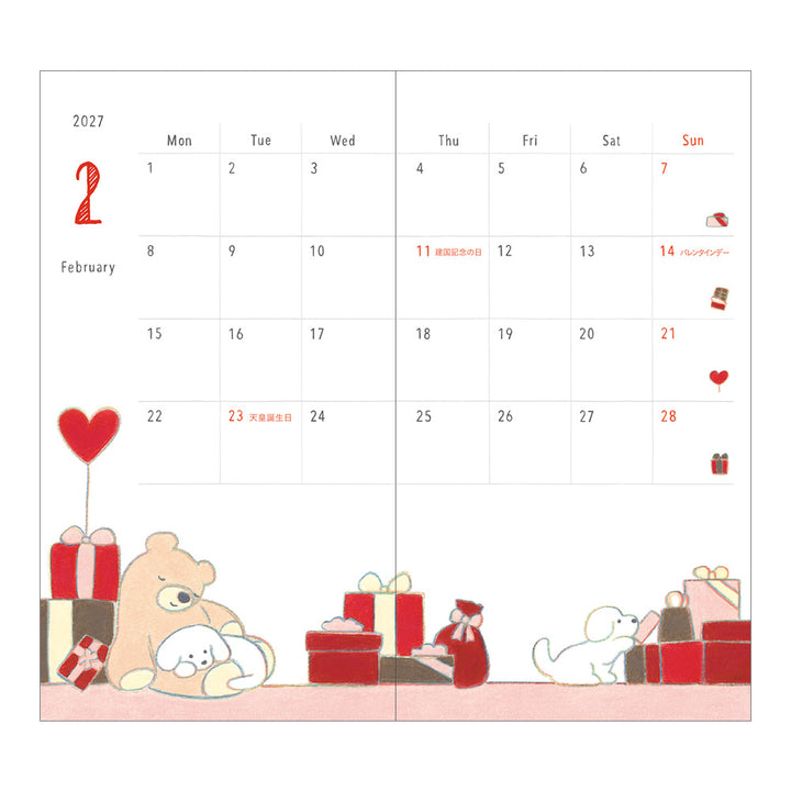 Midori Monatskalender 2027 Pocket Diary Slim Dog | Kalender bei Nauli and Stories