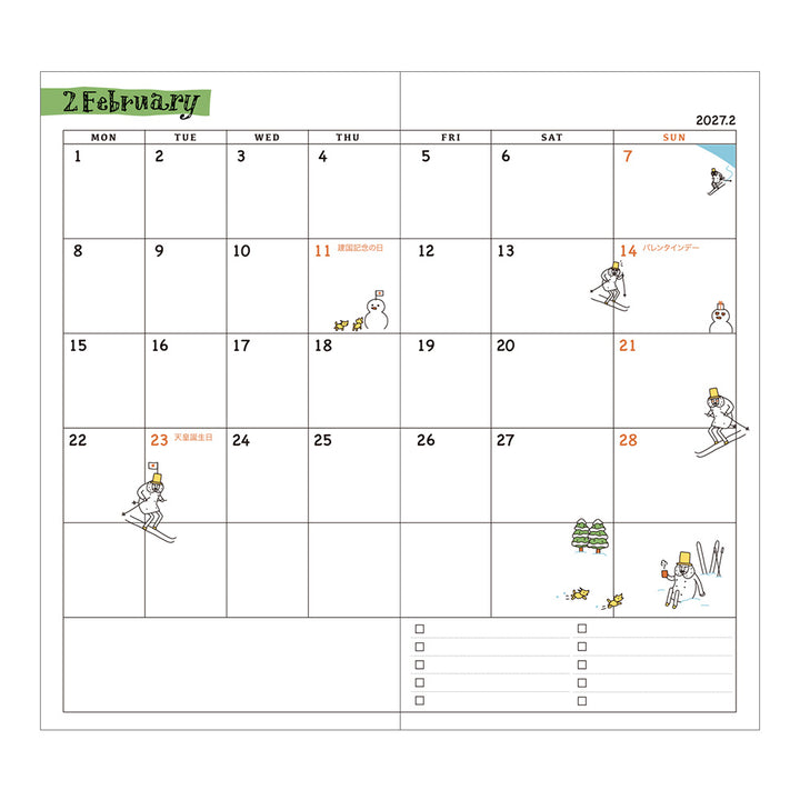 Midori Monatskalender 2027 Pocket Diary Slim Ojisan | Kalender bei Nauli and Stories