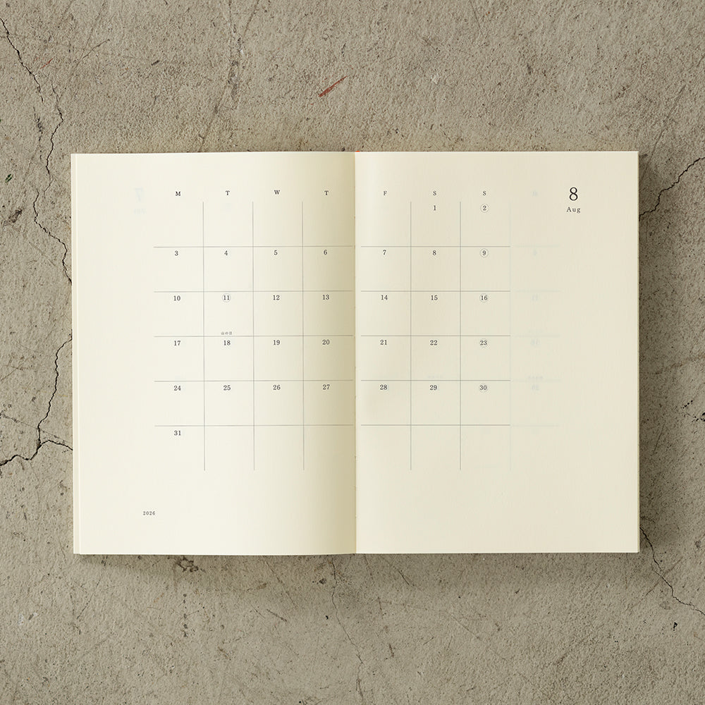 Midori Monatskalender MD Notebook Diary A5 2026 lined bei Nauli and Stories