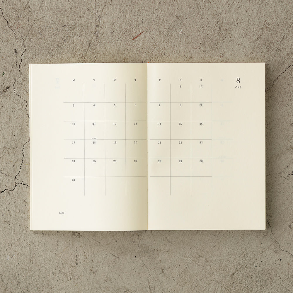 Midori Monatskalender MD Notebook Diary A5 Thin 2026 bei Nauli and Stories