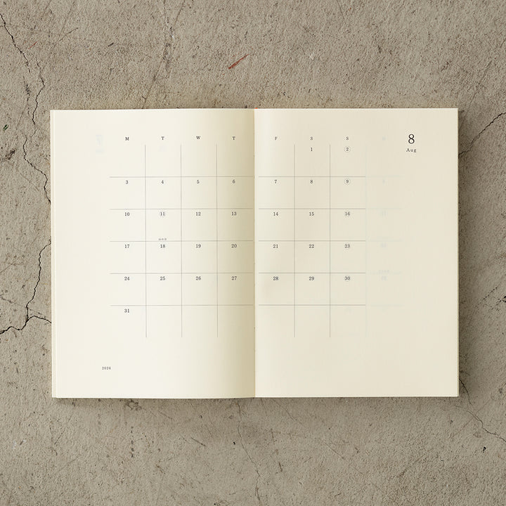 Midori Monatskalender MD Notebook Diary A5 Thin 2026 bei Nauli and Stories