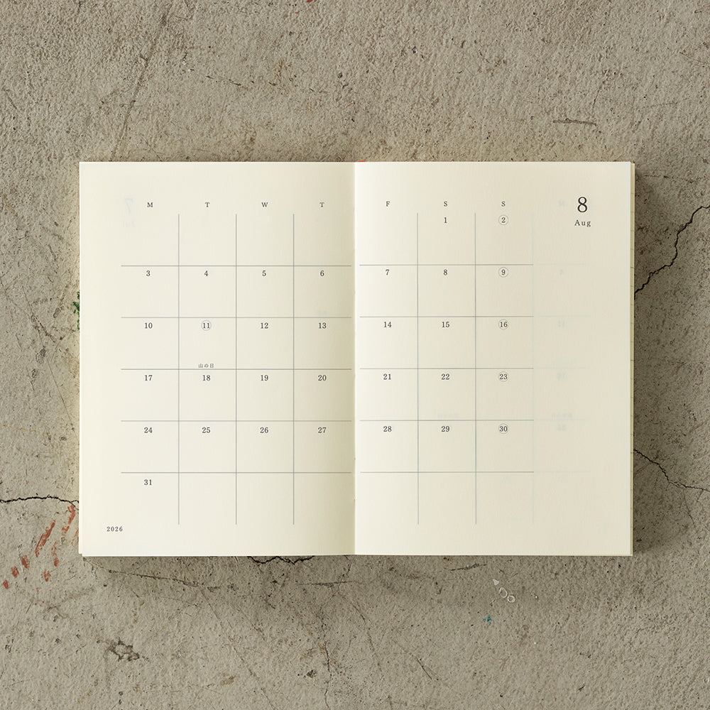 Midori Monatskalender MD Notebook Diary A6 2026 lined bei Nauli and Stories