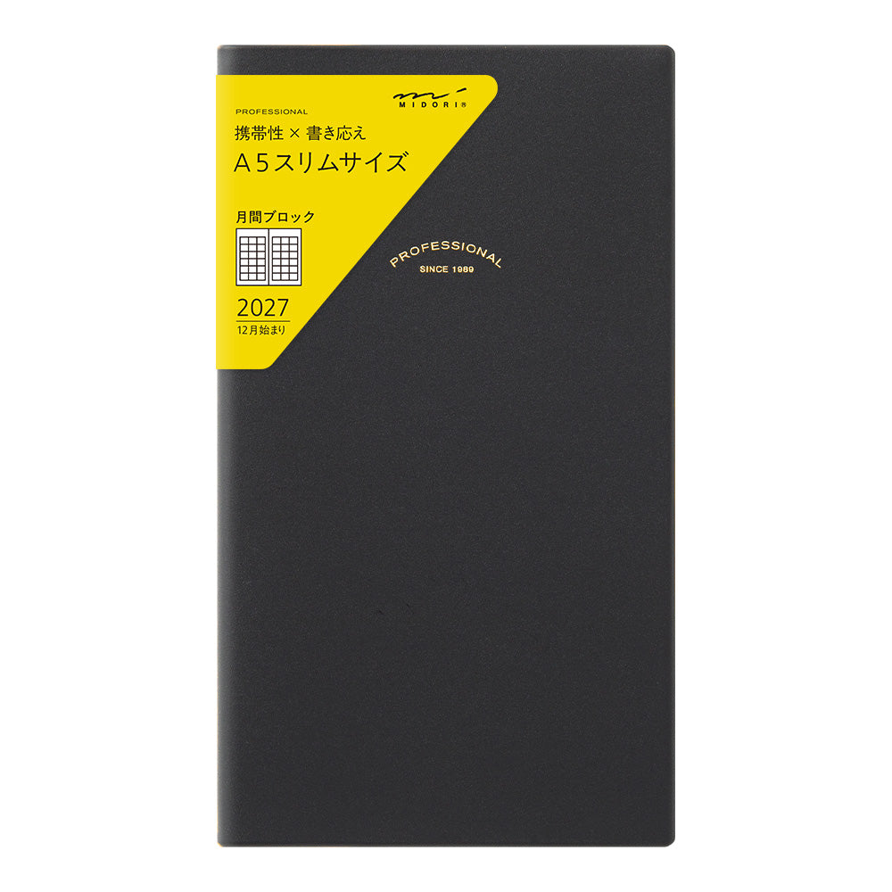Midori Monatskalender Professional Diary PRD Slim Monthly Block 2027 bei Nauli and Stories