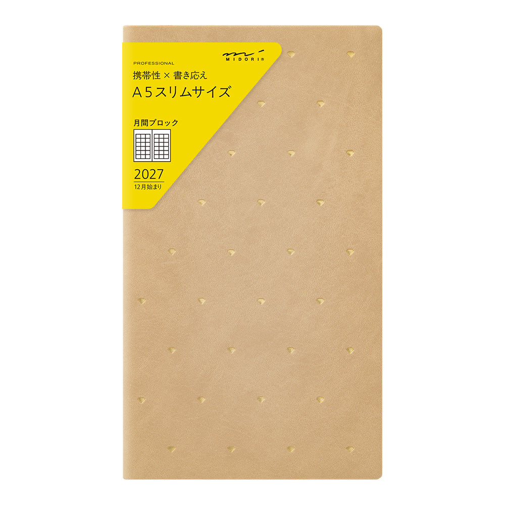 Midori Monatskalender Professional Diary PRD Slim Monthly Block Modern 2027 bei Nauli and Stories