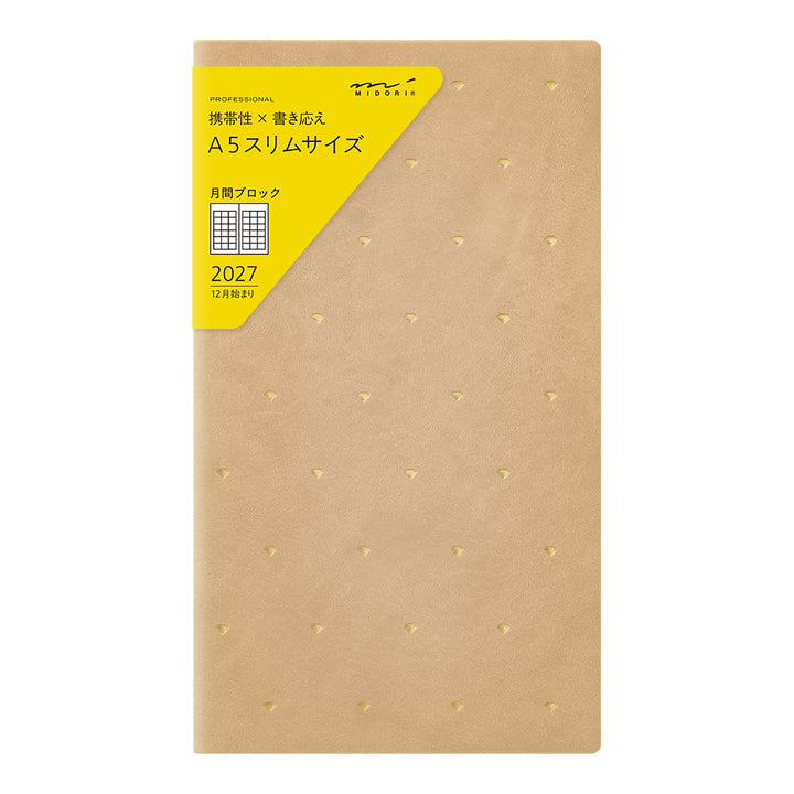 Midori Monatskalender Professional Diary PRD Slim Monthly Block Modern 2027 bei Nauli and Stories