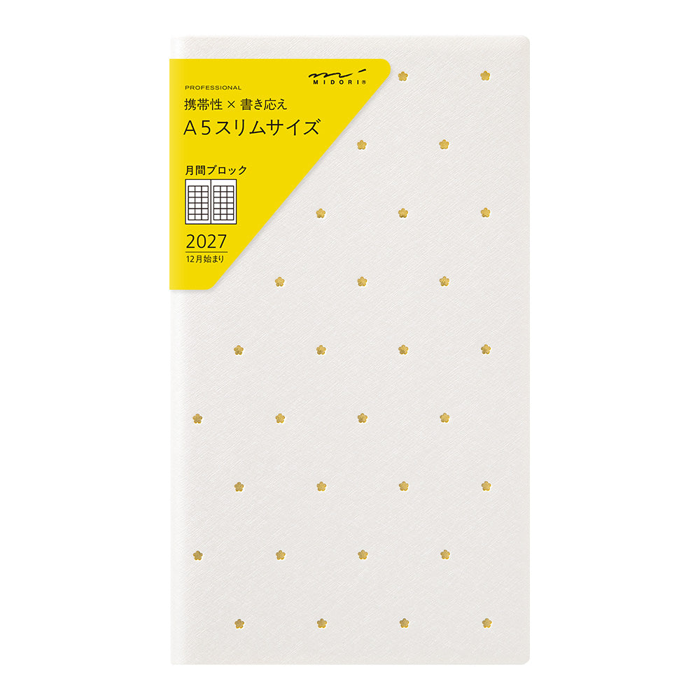 Midori Monatsplaner Professional Diary PRD Slim Monthly Block Flower 2027 bei Nauli and Stories