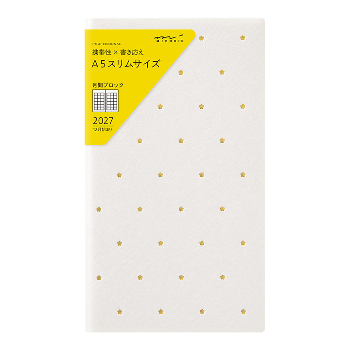 Midori Monatsplaner Professional Diary PRD Slim Monthly Block Flower 2027 bei Nauli and Stories