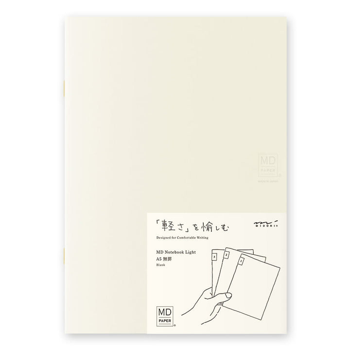 Midori Notizhefte Notizheft DIN A5 | MD Notebook Light Blank (blanko) – 3er Pack