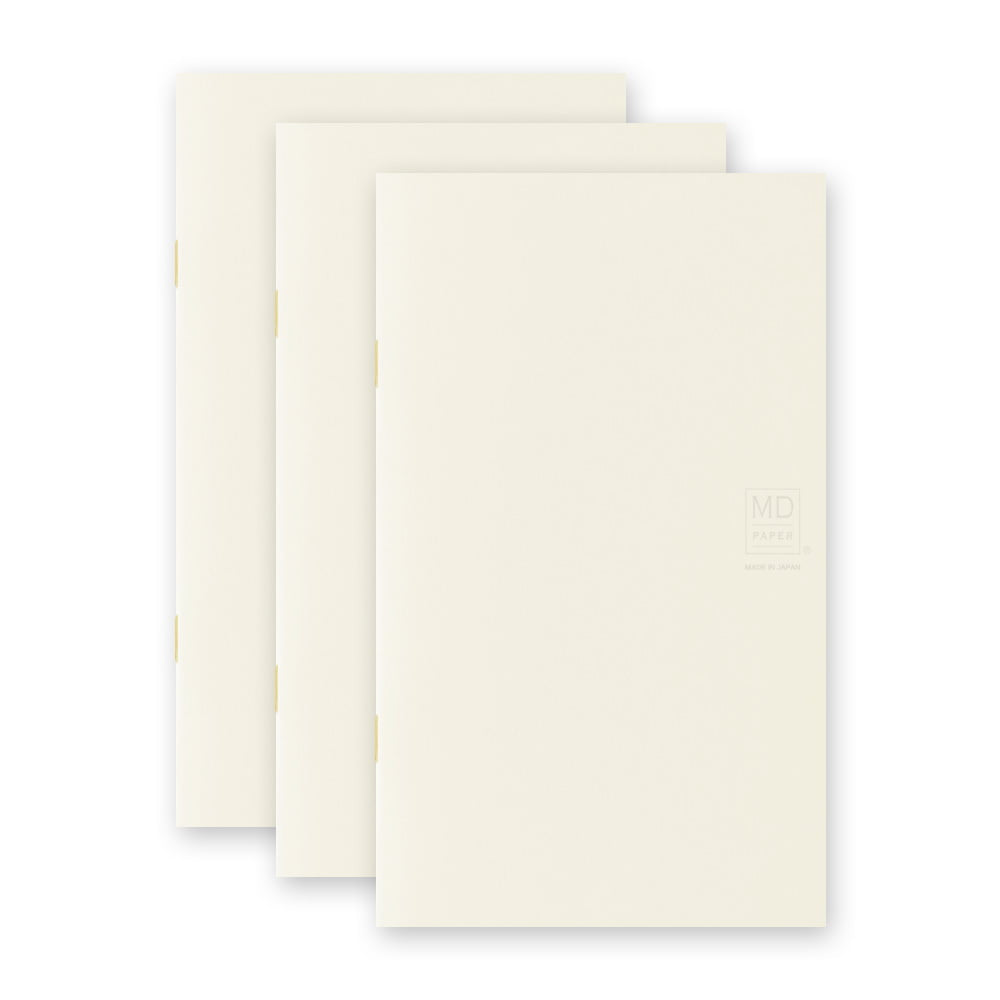 Midori Notizhefte Notizheft DIN B6 Slim | MD Notebook Light Blank (blanko) – 3er Pack