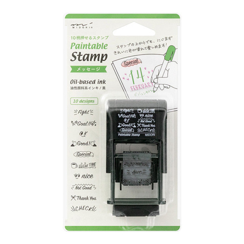 Midori Pre-Inked Stempel Drehstempel English Message | Paintable Rotating Stamp Message bei Nauli and Stories