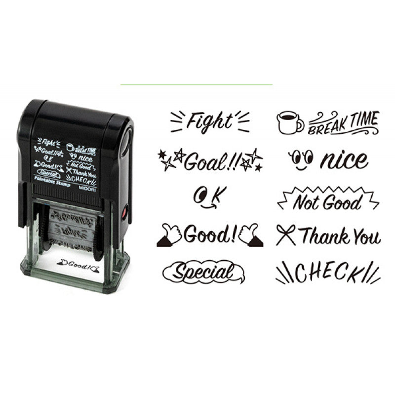 Midori Pre-Inked Stempel Drehstempel English Message | Paintable Rotating Stamp Message bei Nauli and Stories