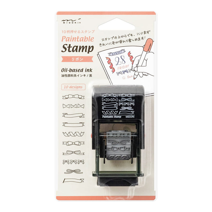 Midori Pre-Inked Stempel Drehstempel Geschenkbänder | Paintable Rotating Ribbon bei Nauli and Stories