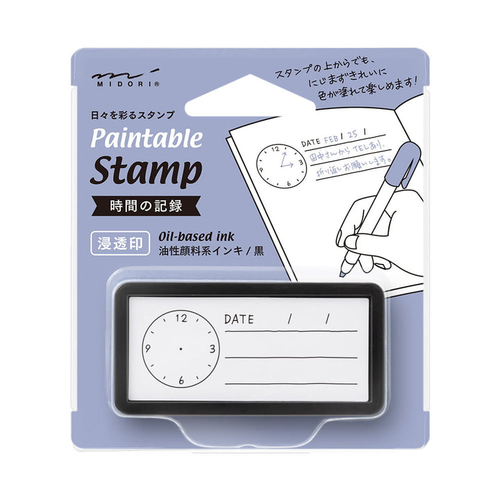 Midori Pre-Inked Stempel Paintable Stamp Pre-Inked Half Size Time and Date