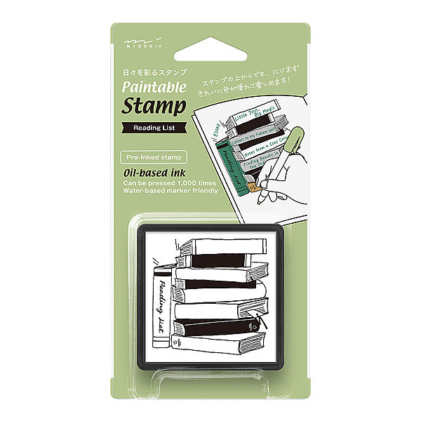 Midori Pre-Inked Stempel Paintable Stamp Pre-inked – Reading List bei Nauli and Stories
