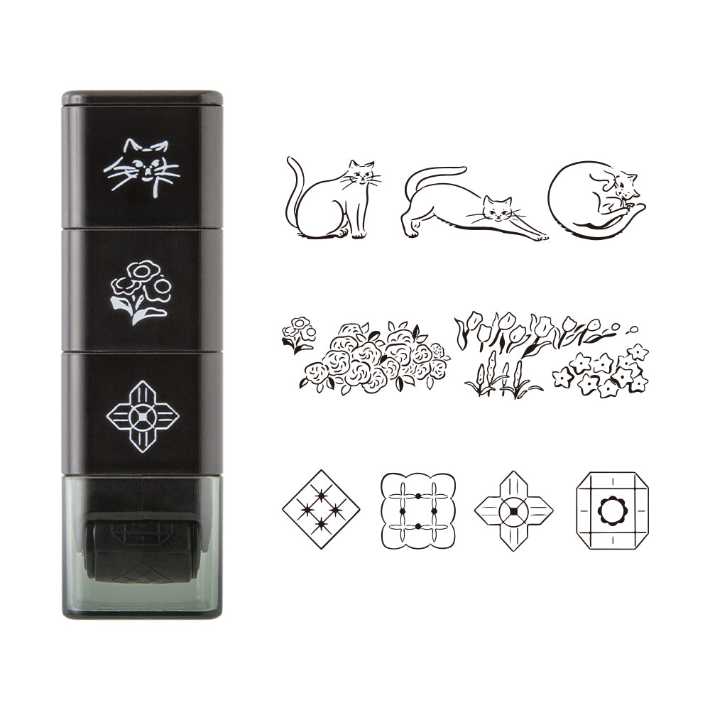 Midori Pre-Inked Stempel Paintable Stamp Roller Cat & Landscape bei Nauli and Stories