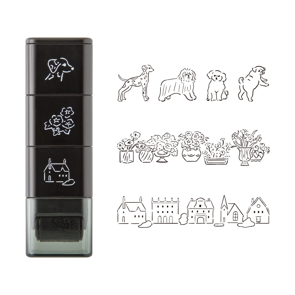 Midori Pre-Inked Stempel Paintable Stamp Roller Dog & Landscape bei Nauli and Stories