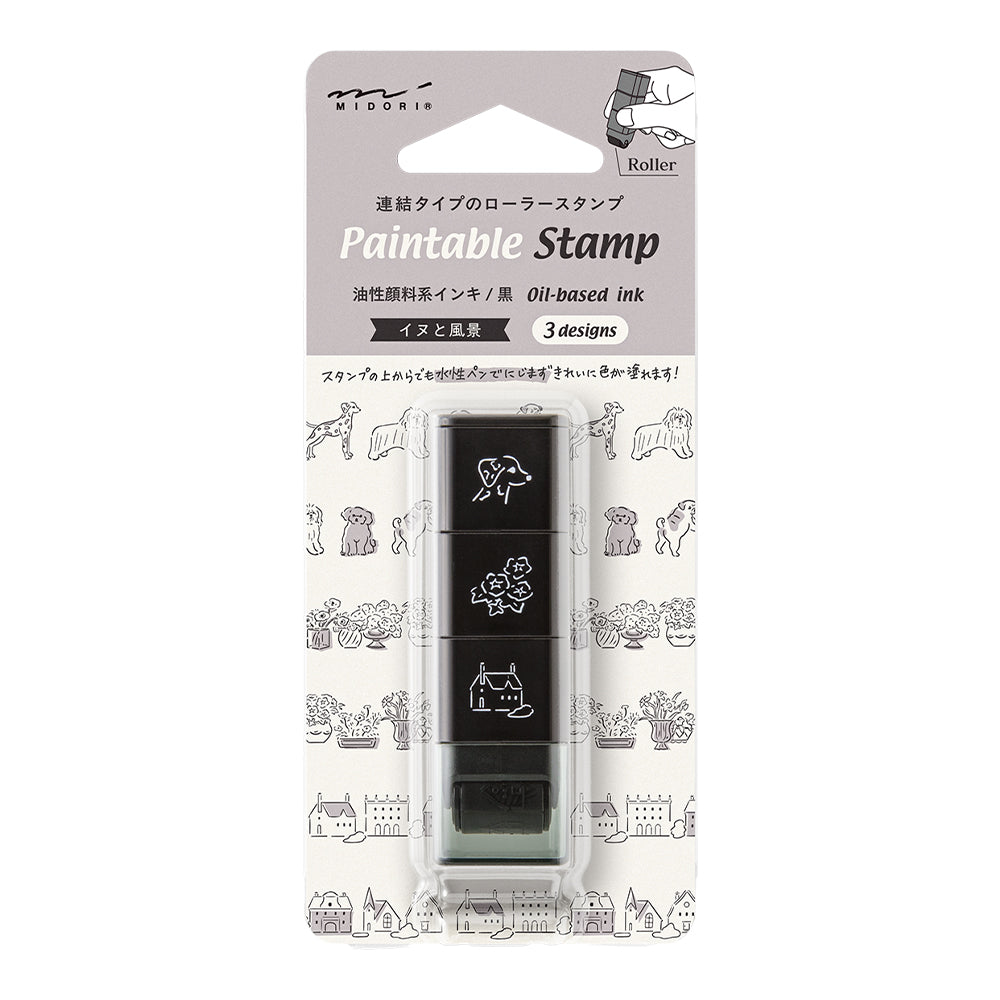 Midori Pre-Inked Stempel Paintable Stamp Roller Dog & Landscape bei Nauli and Stories