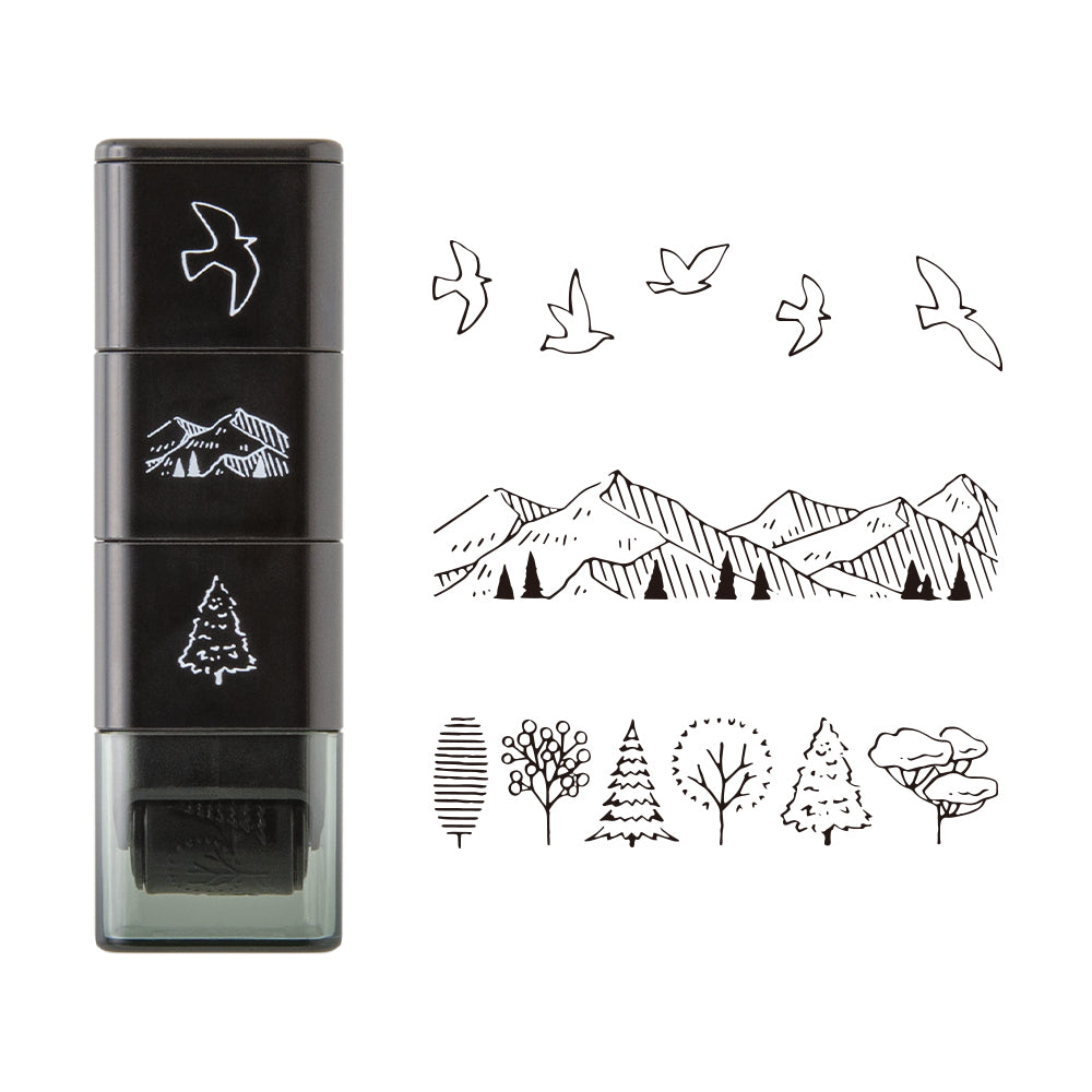 Midori Pre-Inked Stempel Paintable Stamp Roller Mountain View bei Nauli and Stories