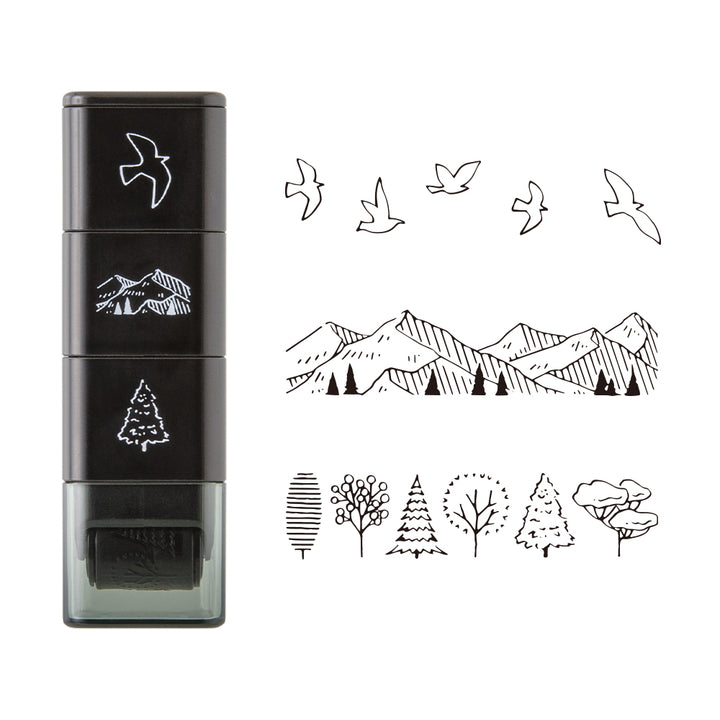 Midori Pre-Inked Stempel Paintable Stamp Roller Mountain View bei Nauli and Stories