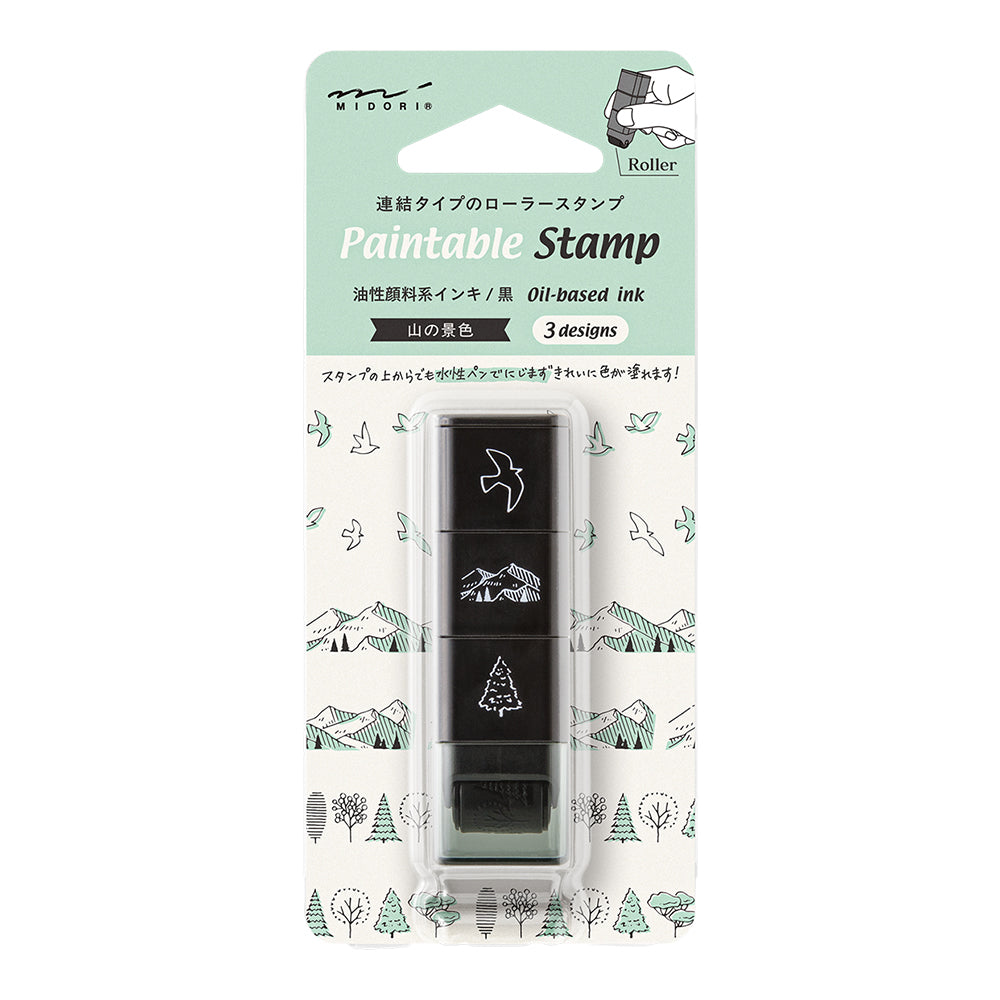 Midori Pre-Inked Stempel Paintable Stamp Roller Mountain View bei Nauli and Stories