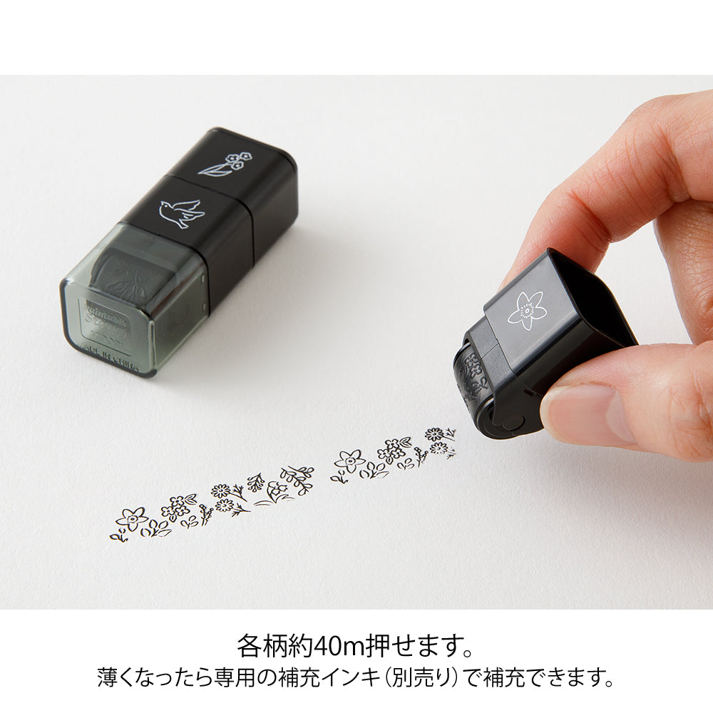 Midori Pre-Inked Stempel Paintable Stamp Roller Plant bei Nauli and Stories