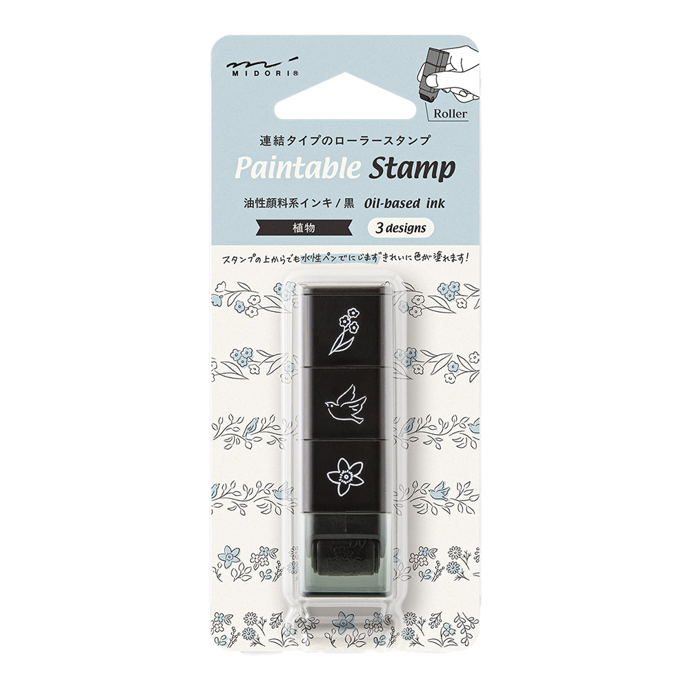 Midori Pre-Inked Stempel Paintable Stamp Roller Plant bei Nauli and Stories