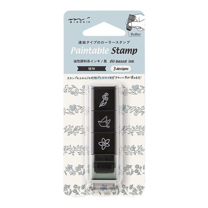 Midori Pre-Inked Stempel Paintable Stamp Roller Plant bei Nauli and Stories