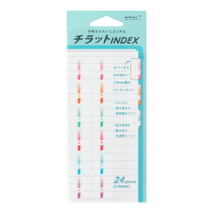Midori Sticker Index Label Chiratto Number Color bei Nauli and Stories