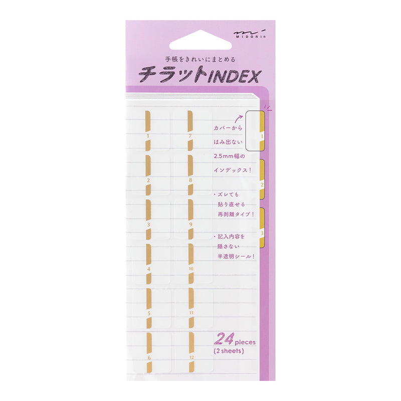 Midori Sticker Index Label Chiratto Number Gold bei Nauli and Stories