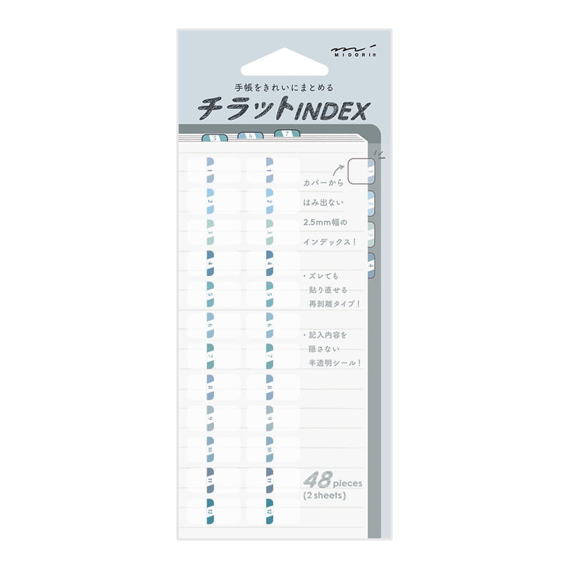 Midori Sticker Index Label S Chiratto Numbers Blue bei Nauli and Stories