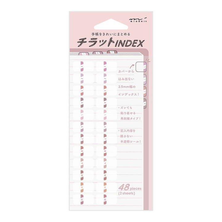 Midori Sticker Index Label S Chiratto Numbers Pink bei Nauli and Stories