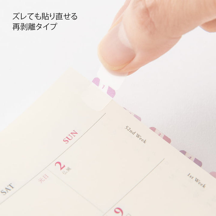 Midori Sticker Index Label S Chiratto Numbers Pink bei Nauli and Stories