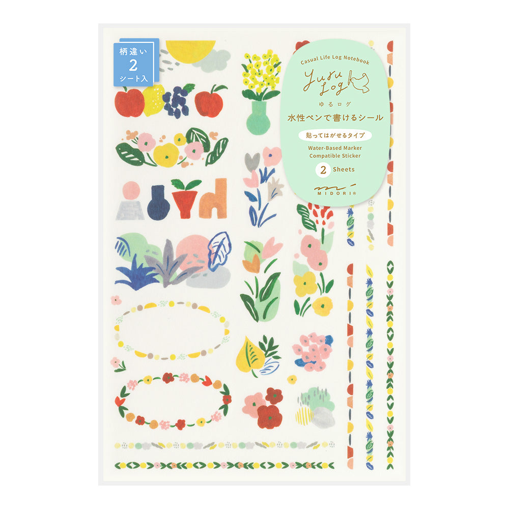 Midori Sticker Yuru Log Sticker 2 Blatt Motif Textile bei Nauli and Stories