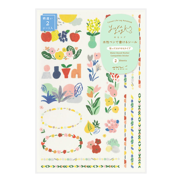 Midori Sticker Yuru Log Sticker 2 Blatt Motif Textile bei Nauli and Stories