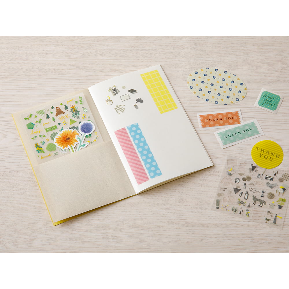 Midori Stickerbuch Sticker Book with Pocket gelb