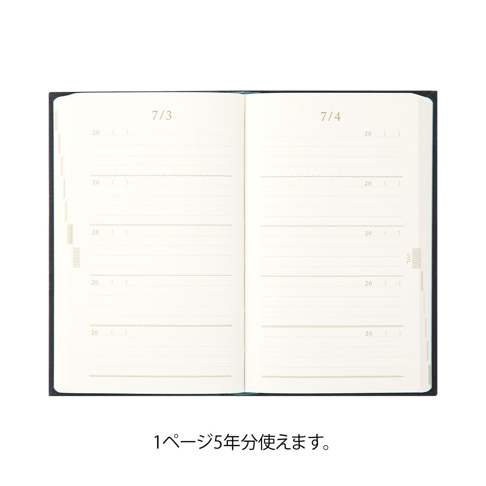 Midori Tagebuch Daily Diary 5 Years Embroidered Cover black bei Nauli and Stories