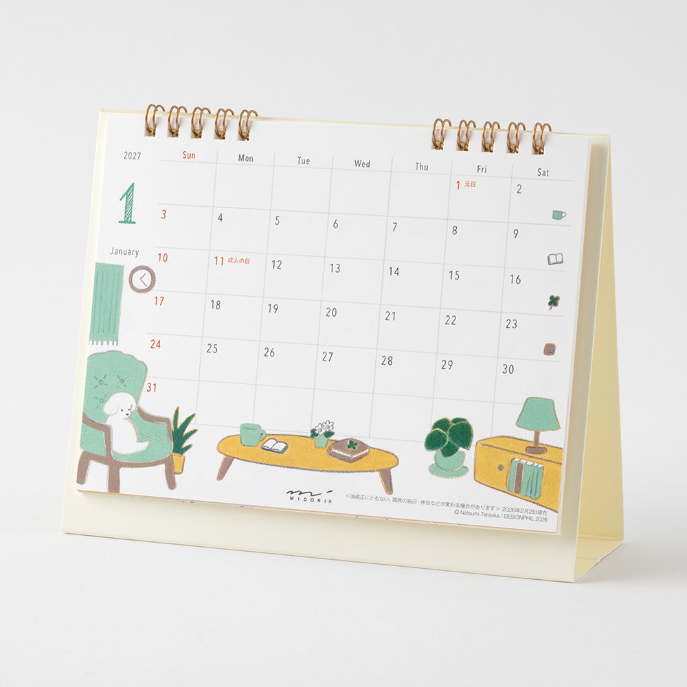 Midori Tischkalender Calendar Ring M Dog 2027 bei Nauli and Stories