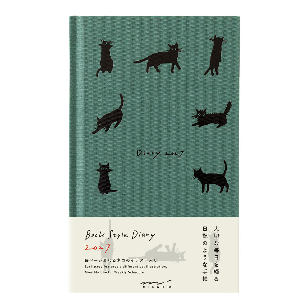 Midori Wochenkalender B6 2027 Book Style Diary B6 Variant Cat Green | Wochenkalender bei Nauli and Stories