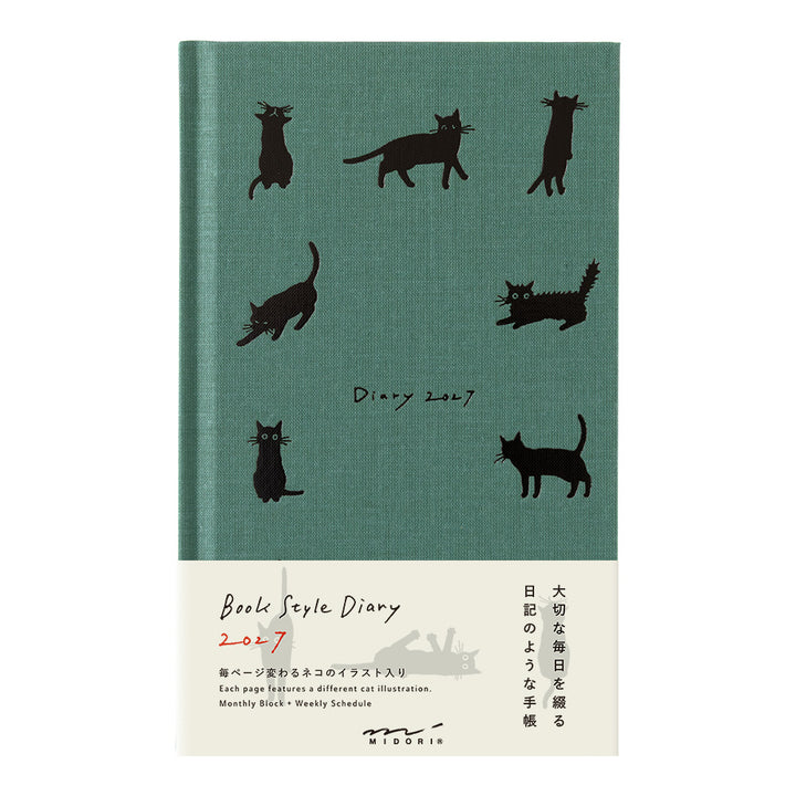 Midori Wochenkalender B6 2027 Book Style Diary B6 Variant Cat Green | Wochenkalender bei Nauli and Stories