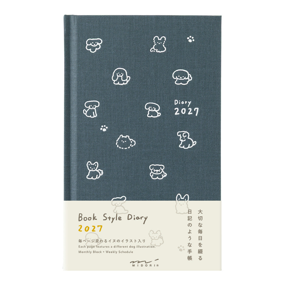 Midori Wochenkalender B6 2027 Book Style Diary B6 Variant Dog Navy | Wochenkalender bei Nauli and Stories