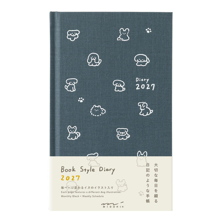 Midori Wochenkalender B6 2027 Book Style Diary B6 Variant Dog Navy | Wochenkalender bei Nauli and Stories