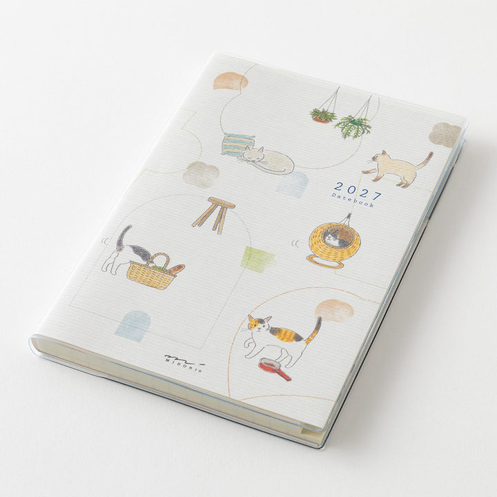 Midori Wochenkalender B6 2027 Pocket Diary B6 Cat | Wochenkalender mit Monatsübersicht Katzen bei Nauli and Stories